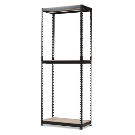 BAXTON STUDIO Gavin Black Metal 3-Shelf Closet Storage Racking Organizer 137-7596